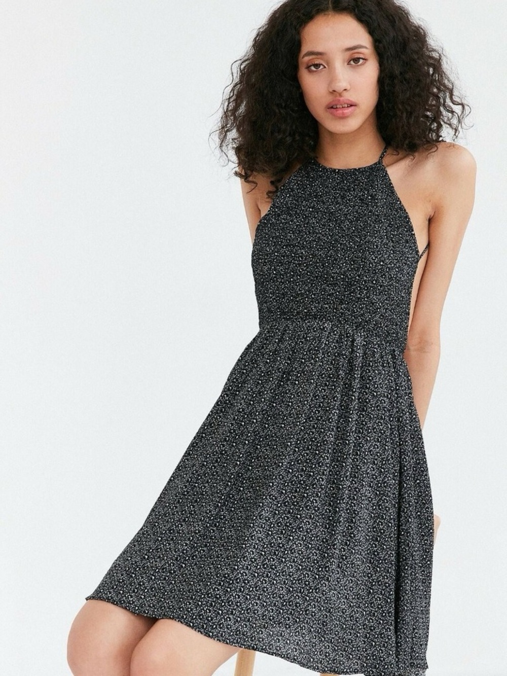 Kimchi Blue Black and White Halter Sundress